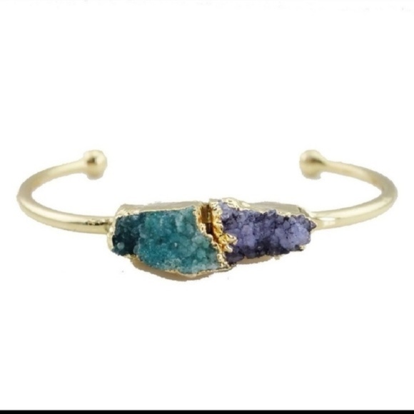 T&J Designs Jewelry - Druzy cuff bangle bracelet  -green & purple